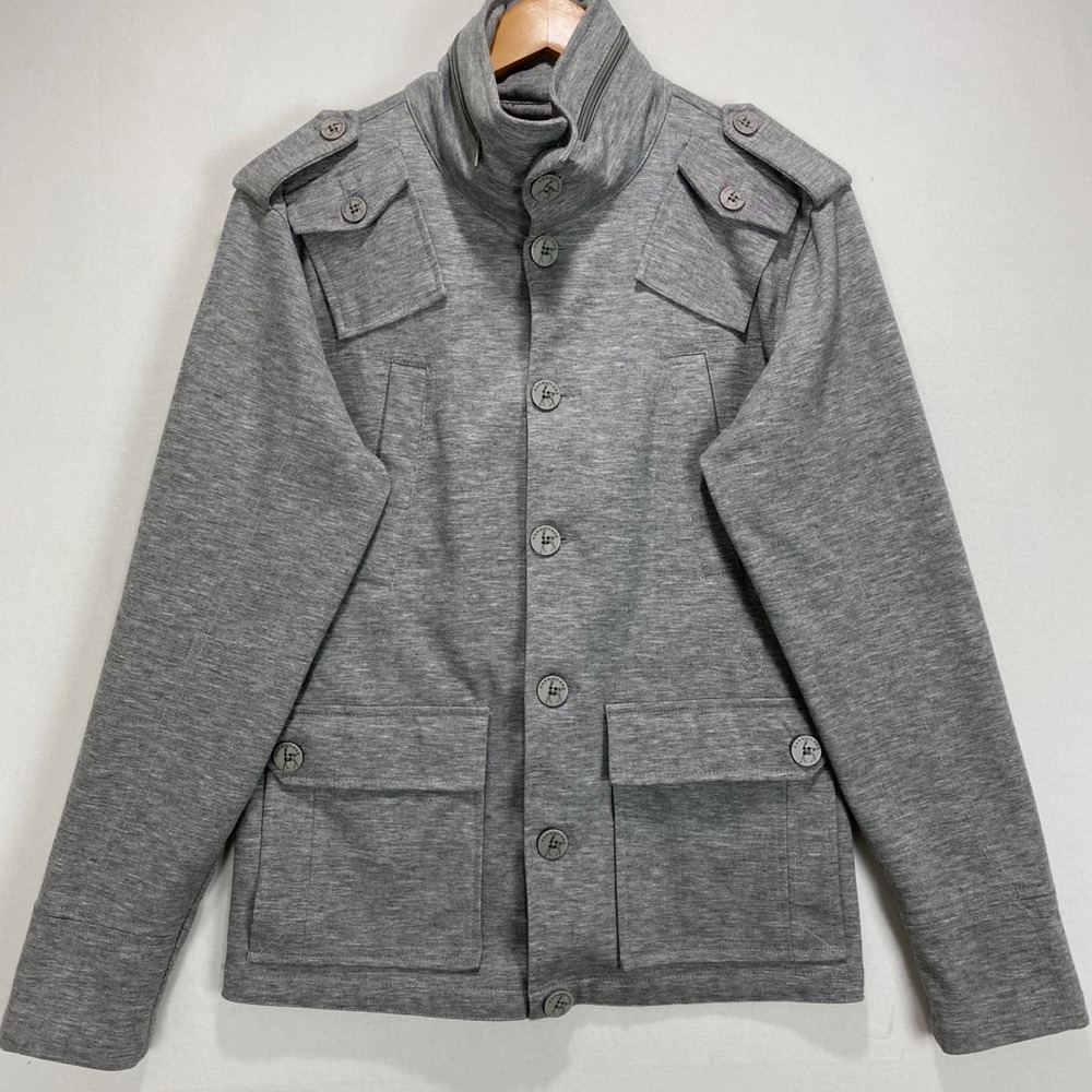 KANE & UNKE Mens‎ Grey Utility Jacket Button Front Military Style Size M